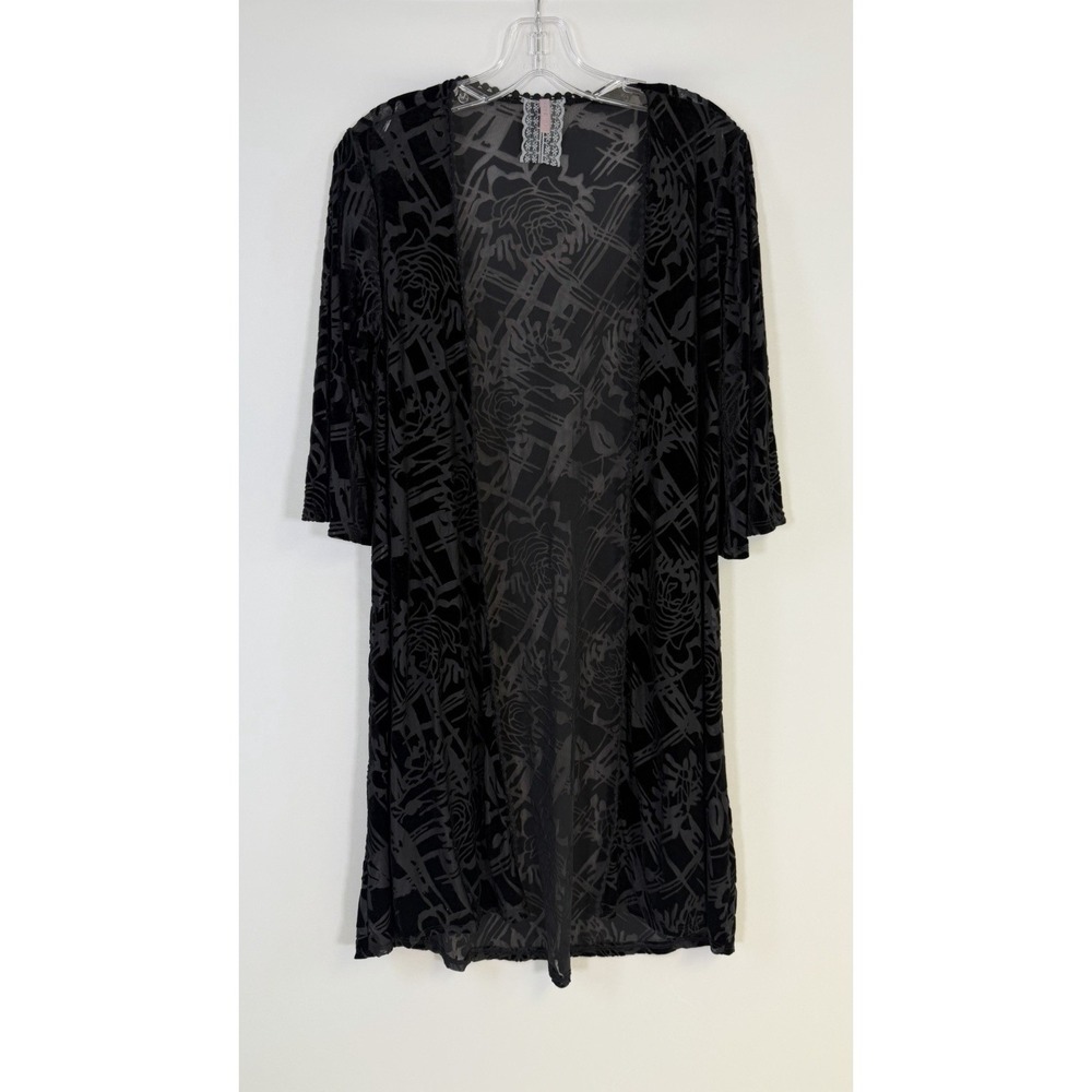 Anthropologie Mauve Black Burnout Velvet Kimono Whimsigoth Boho Festival Sz L